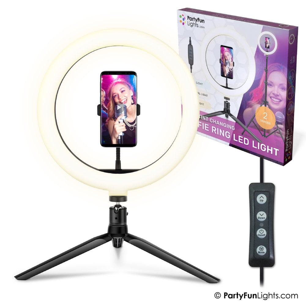 partyfunlights PartyFunLights Selfie Ringlamp LED - met statief en telefoonhouder - USB - diameter 30 cm