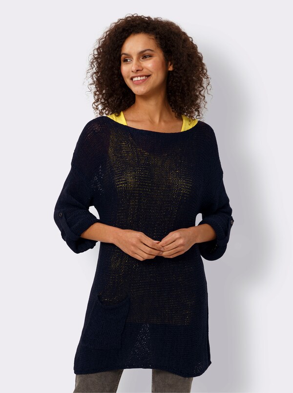 Patrizia Dini By Heine 2-in-1-pullover Met Jerseytop Marine/limoen