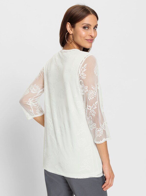 Patrizia Dini By Heine 2-in-1-shirt Met Bloemenkant Ecru