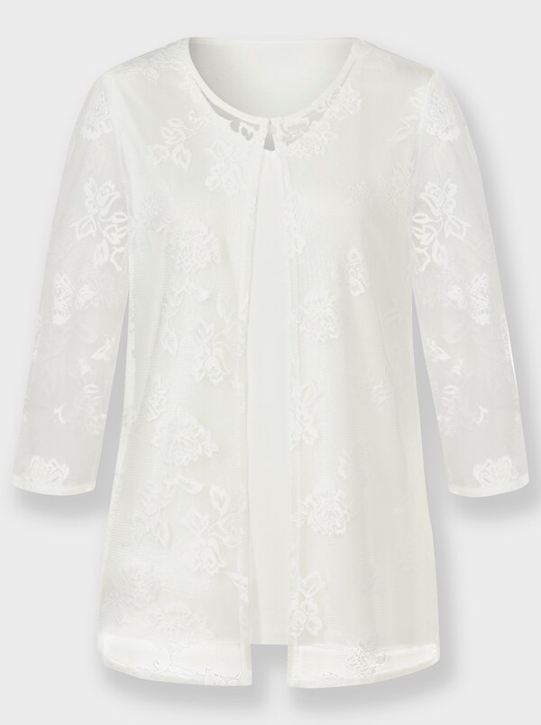 Patrizia Dini By Heine 2-in-1-shirt Met Bloemenkant Ecru