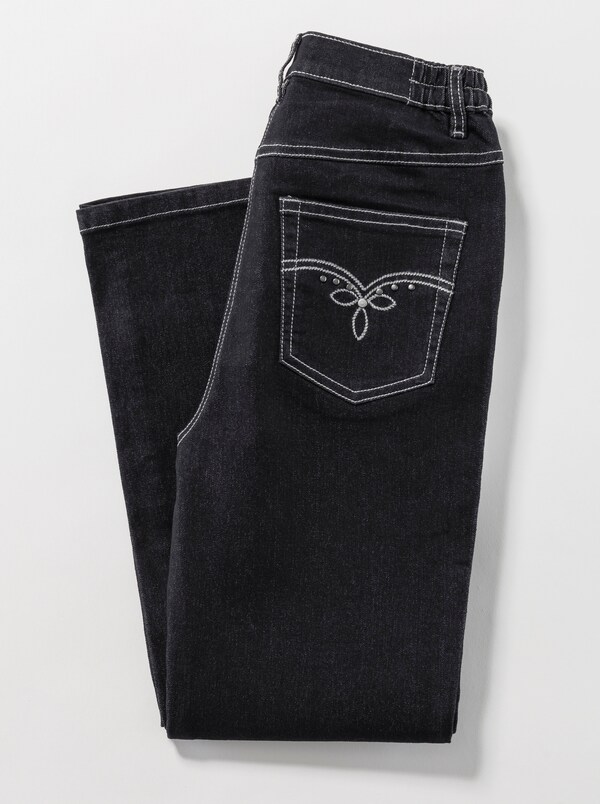 Patrizia Dini By Heine 5-pocketjeans Met Geborduurd Motief Black Denim