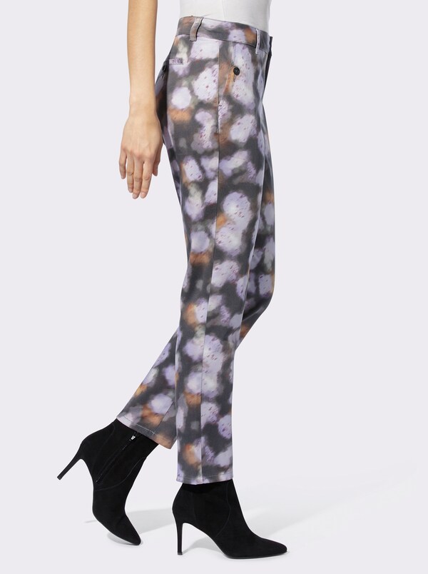 Patrizia Dini By Heine 7/8-broek Van Elastisch Materiaal Grafiet/lavendel Bedrukt