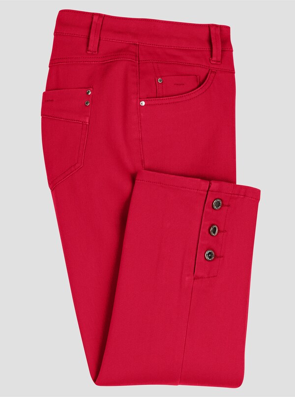 Patrizia Dini By Heine 7/8-jeans Met Sierknopen Aan De Pijpzoom Aardbei