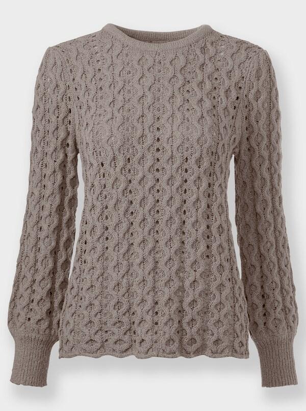 Patrizia Dini By Heine Ajourpullover Licht Transparant Taupe