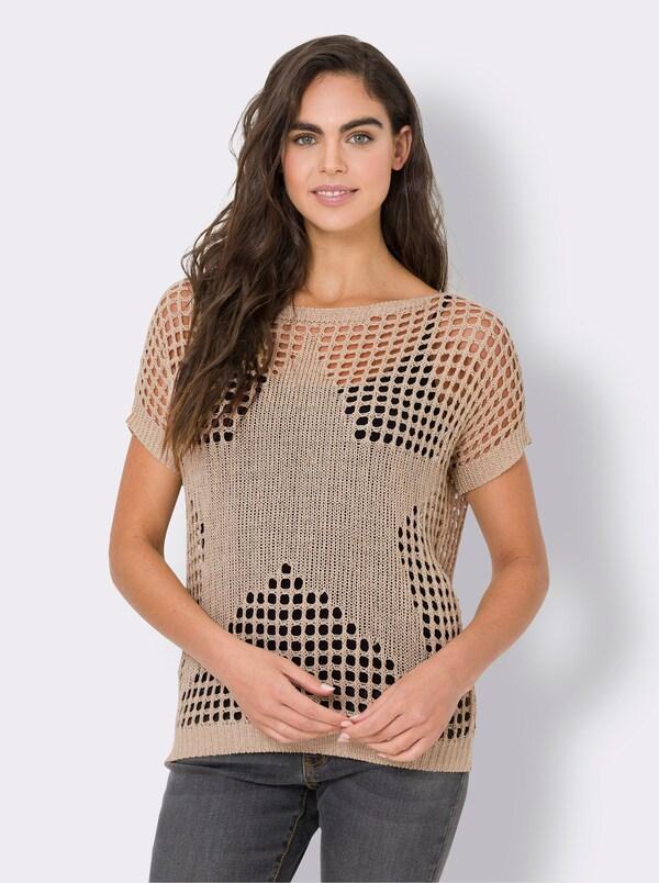 Patrizia Dini By Heine Ajourpullover Met Sterrenmotief Zand