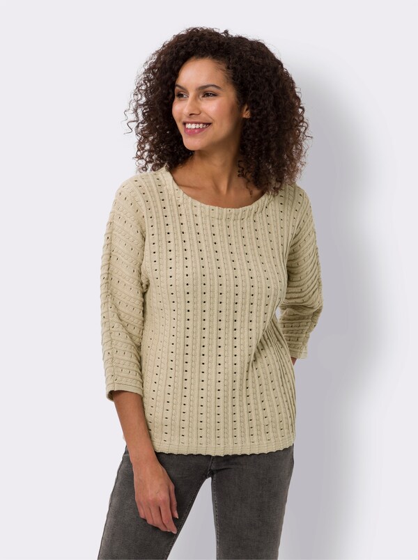 Patrizia Dini By Heine Ajourpullover Met Vleermuismouwen Zand