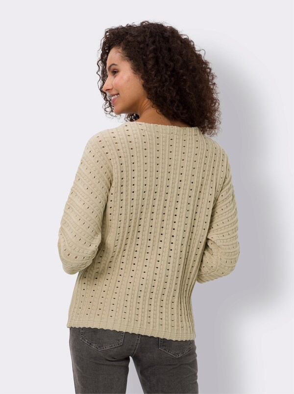 Patrizia Dini By Heine Ajourpullover Met Vleermuismouwen Zand