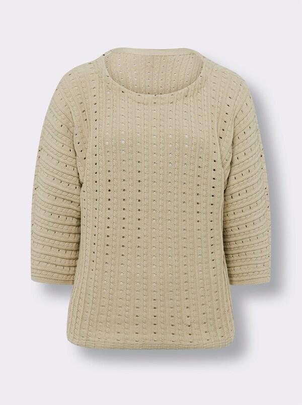 Patrizia Dini By Heine Ajourpullover Met Vleermuismouwen Zand