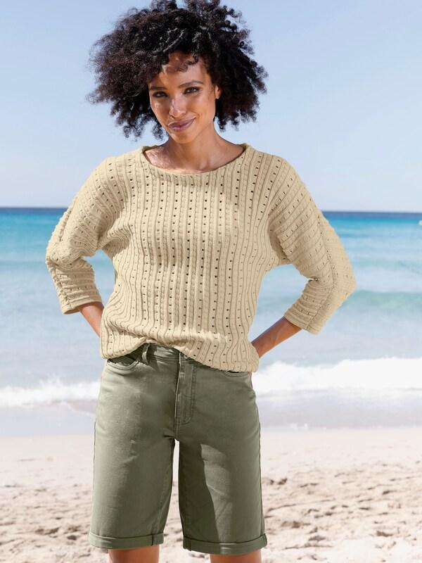 patrizia dini by heine Ajourpullover met vleermuismouwen zand