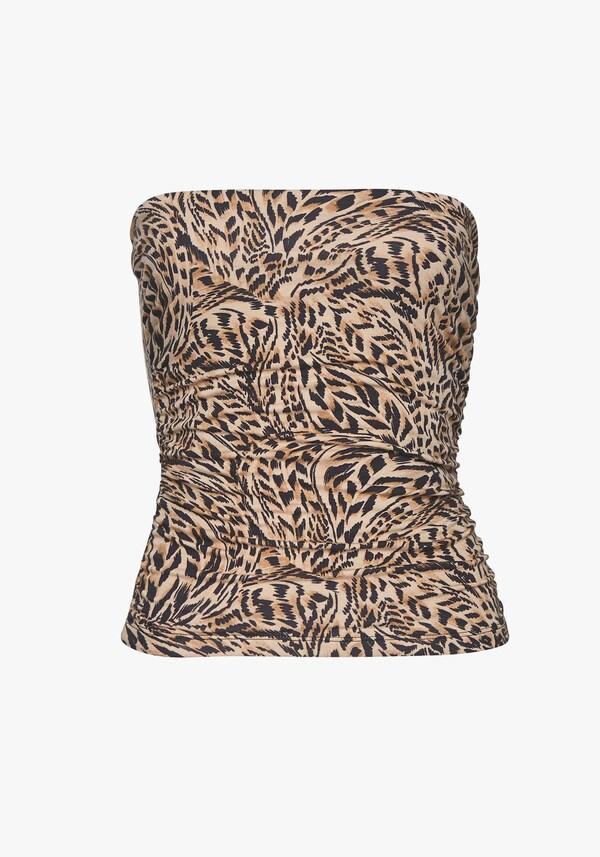 Patrizia Dini By Heine Bandeautop Beige/jeansblauw Bedrukt