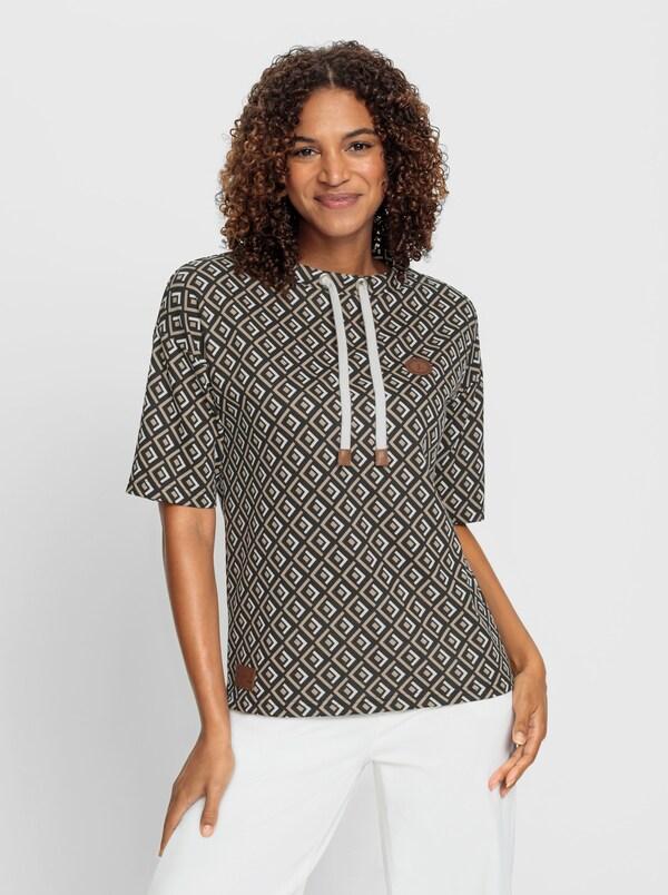 Patrizia Dini By Heine Bedrukt Sweatshirt Beige/zwart Geprint