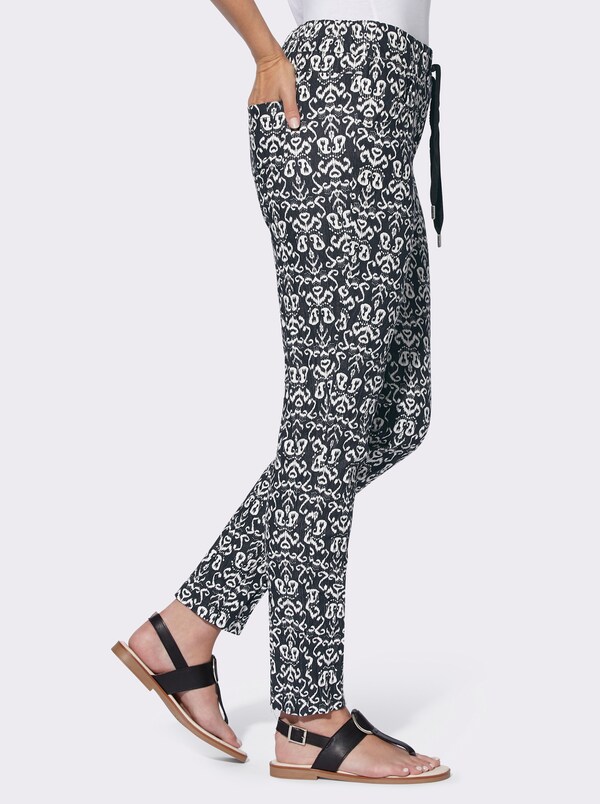 Patrizia Dini By Heine Bedrukte Broek Zwart/ecru Geprint