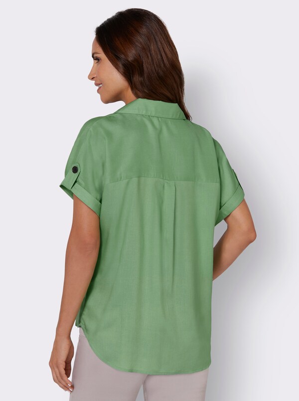 Patrizia Dini By Heine Blouse Met Korte Mouwen En Opgestikte Borstzakken Appel