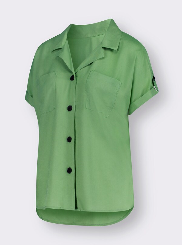 Patrizia Dini By Heine Blouse Met Korte Mouwen En Opgestikte Borstzakken Appel