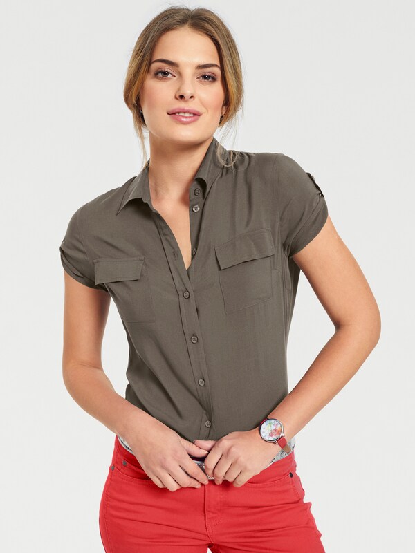 Patrizia Dini By Heine Blouse Met Korte Mouwen Olijf