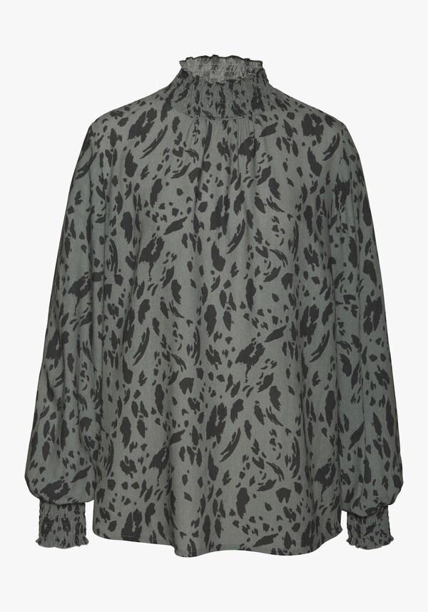 Patrizia Dini By Heine Blouse Met Lange Mouwen Groen/zwart Bedrukt