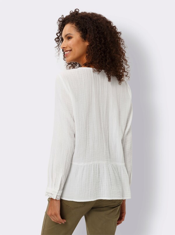 Patrizia Dini By Heine Blouse Met Lange Mouwen Met Peplum Ecru