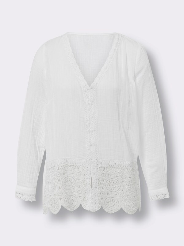 Patrizia Dini By Heine Blouse Met Lange Mouwen Met Peplum Ecru