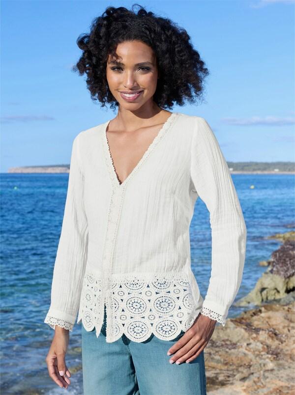 patrizia dini by heine Blouse met lange mouwen met peplum ecru