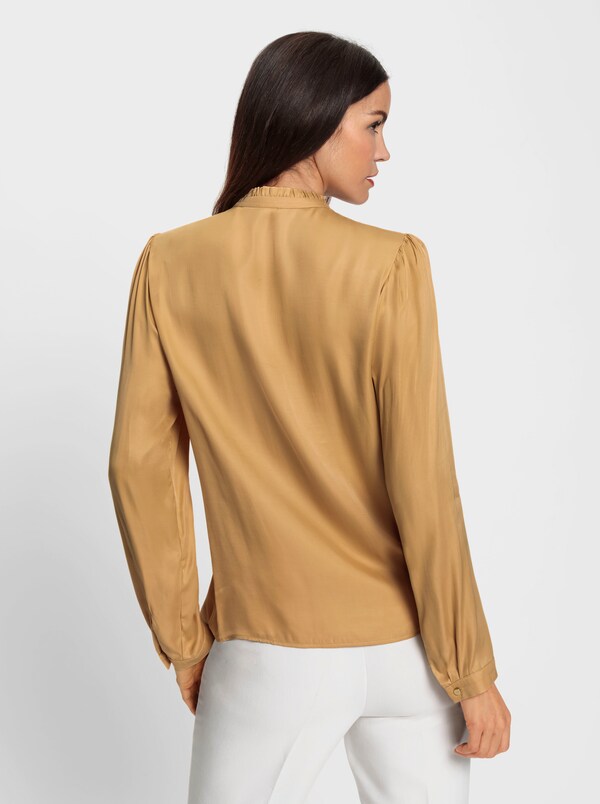 Patrizia Dini By Heine Blouse Met Opstaande Kraag En Pofmouwen Goudkleur