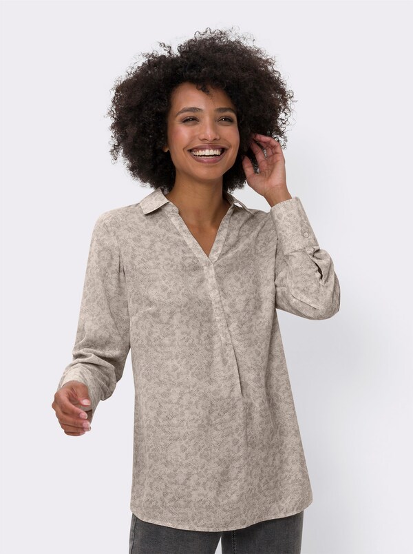 Patrizia Dini By Heine Blouse Met Print Champagne/beige Bedrukt