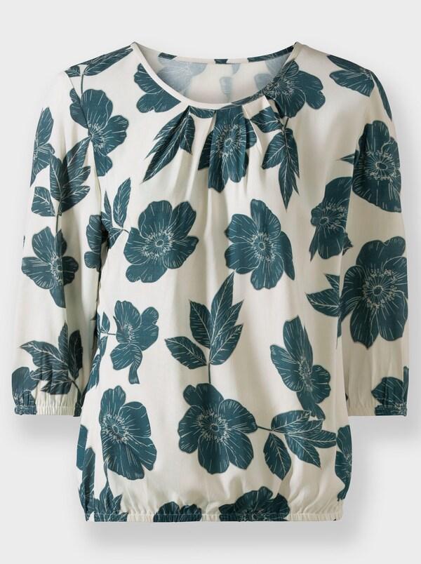 Patrizia Dini By Heine Blouse Met Print En Elastische Boordjes Champagner-petrol-bedruckt