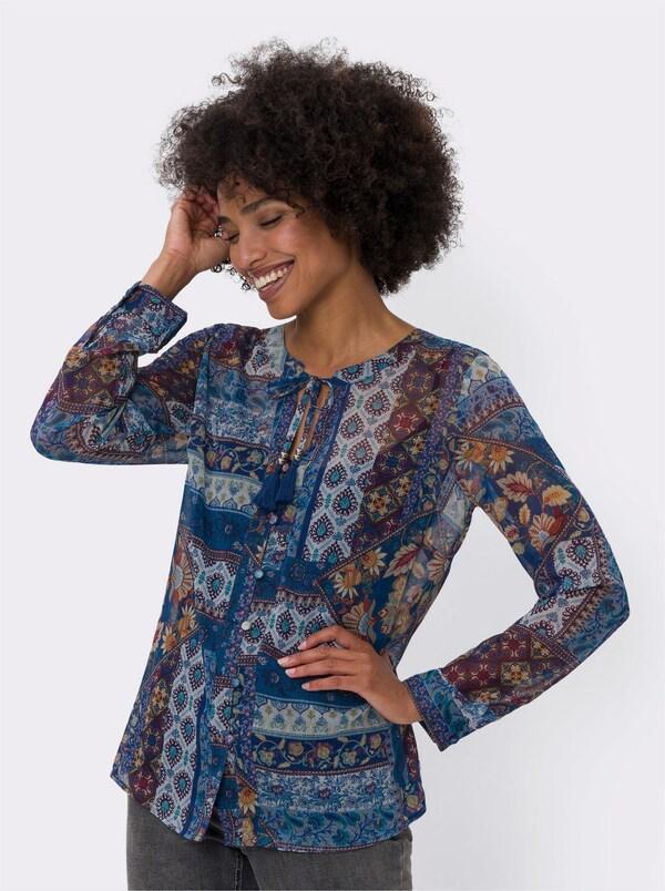 Patrizia Dini By Heine Blouse Met Print En Top Marine/oker Bedrukt