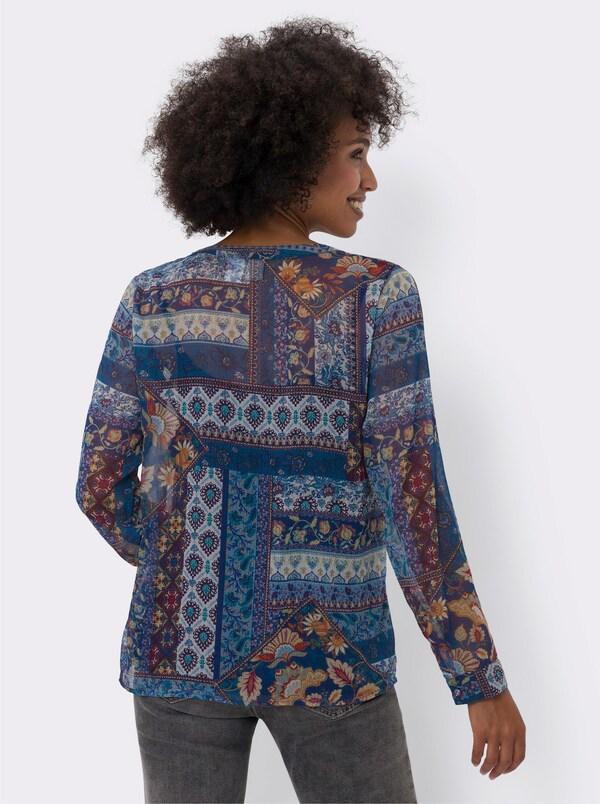 Patrizia Dini By Heine Blouse Met Print En Top Marine/oker Bedrukt