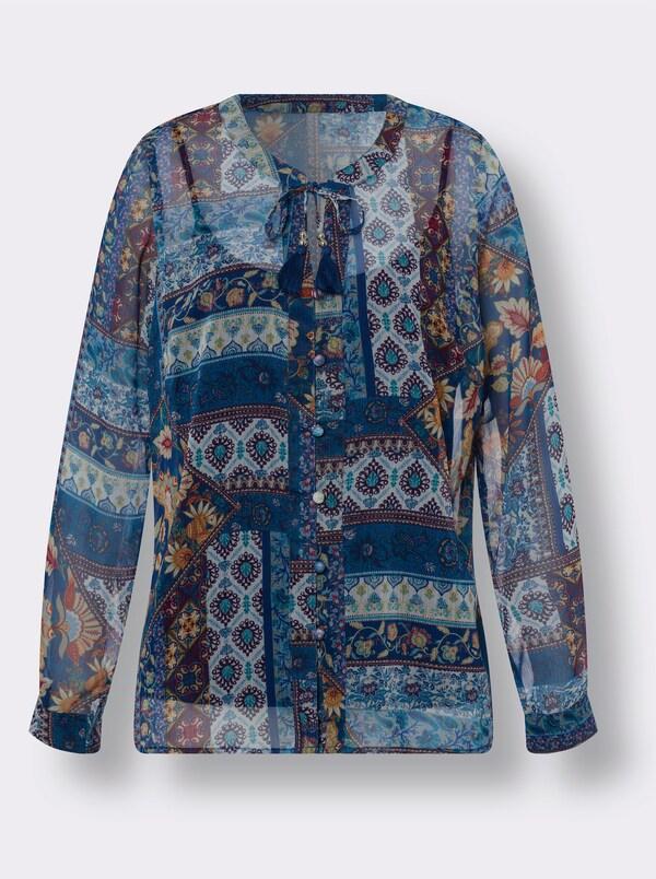 Patrizia Dini By Heine Blouse Met Print En Top Marine/oker Bedrukt