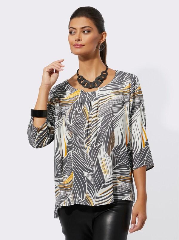 Patrizia Dini By Heine Blouse Met Print In ECOVERO-kwaliteit Antraciet/oker Bedrukt