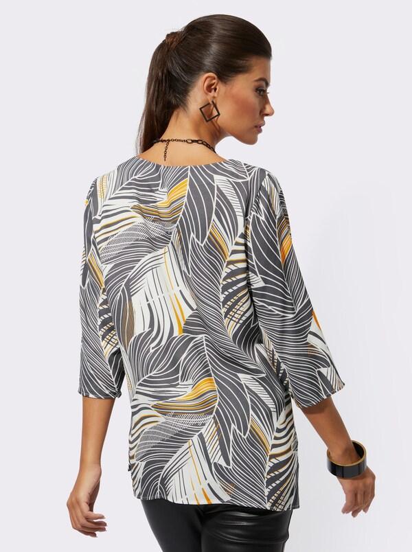 Patrizia Dini By Heine Blouse Met Print In ECOVERO-kwaliteit Antraciet/oker Bedrukt