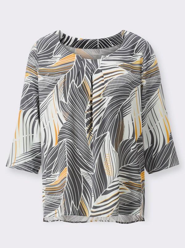 Patrizia Dini By Heine Blouse Met Print In ECOVERO-kwaliteit Antraciet/oker Bedrukt