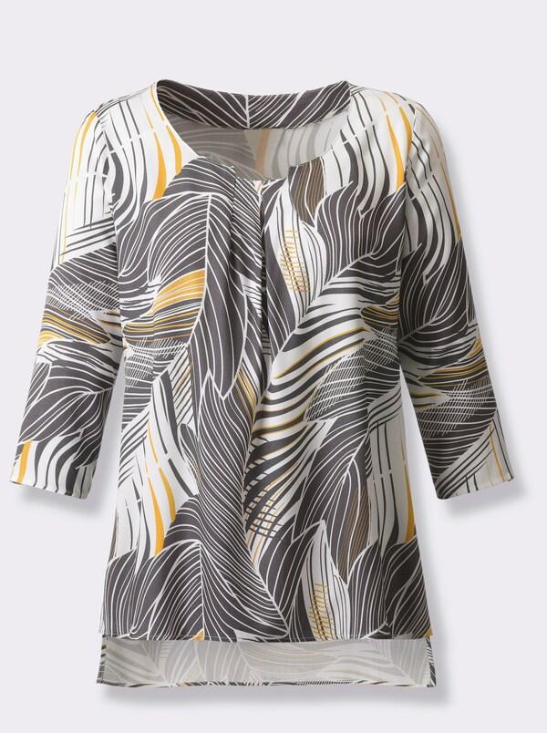 patrizia dini by heine Blouse met print in ECOVERO-kwaliteit antraciet/oker bedrukt
