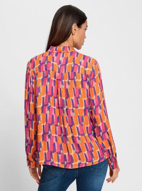 Patrizia Dini By Heine Blouse Met Print Van Licht Glanzend Materiaal Oranje/pink Bedrukt