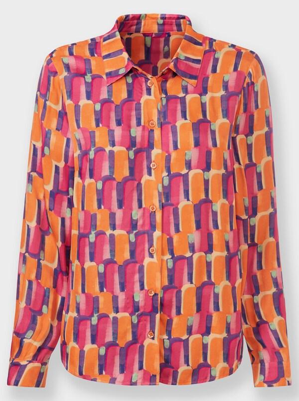 Patrizia Dini By Heine Blouse Met Print Van Licht Glanzend Materiaal Oranje/pink Bedrukt