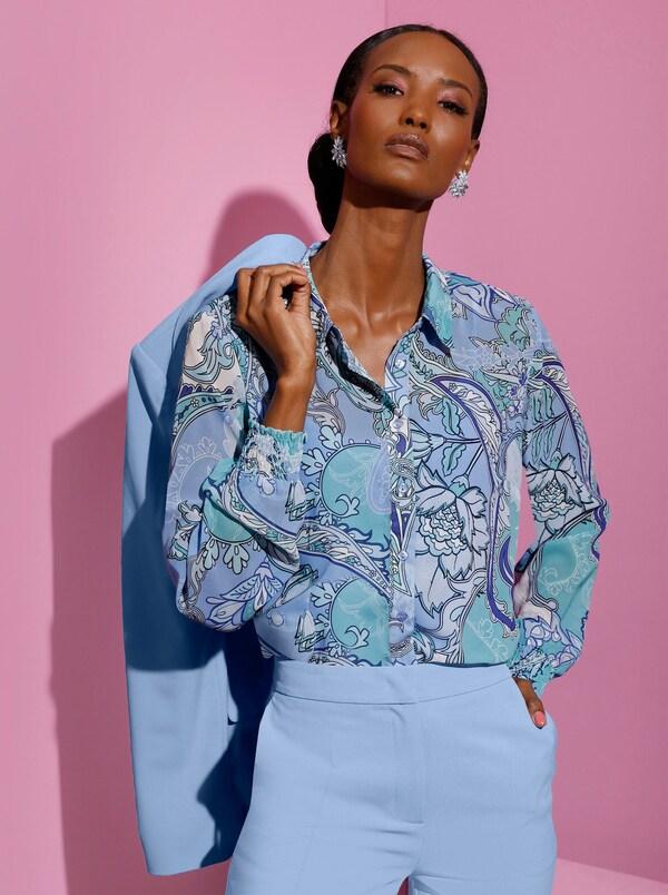 patrizia dini by heine Blouse met print van lichte georgette hemelsblauw/ijsblauw bedrukt