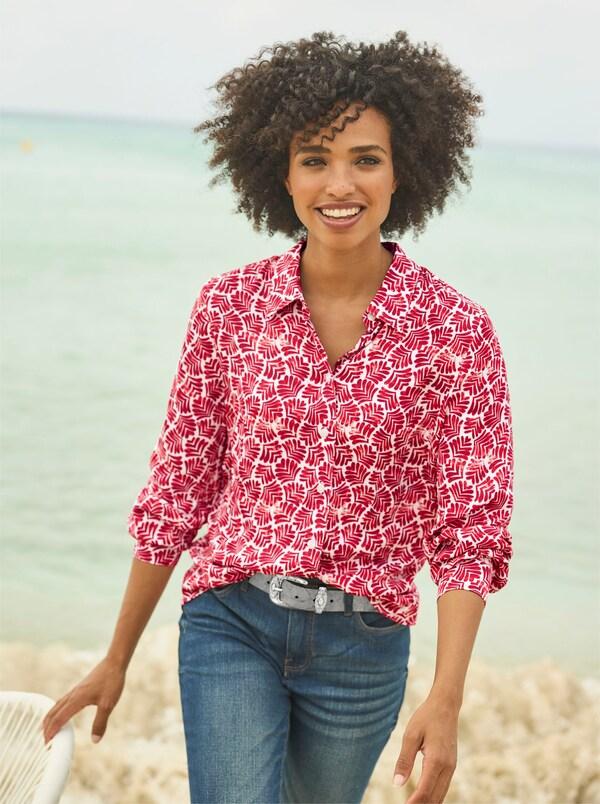 patrizia dini by heine Blouse met print van satijn rood/ecru bedrukt