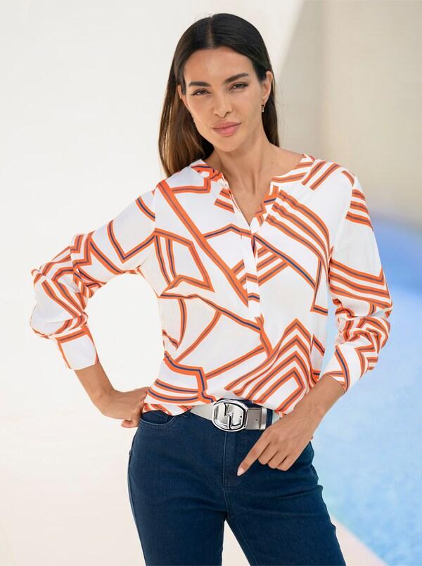 patrizia dini by heine Blouse met print wit/oranje bedrukt