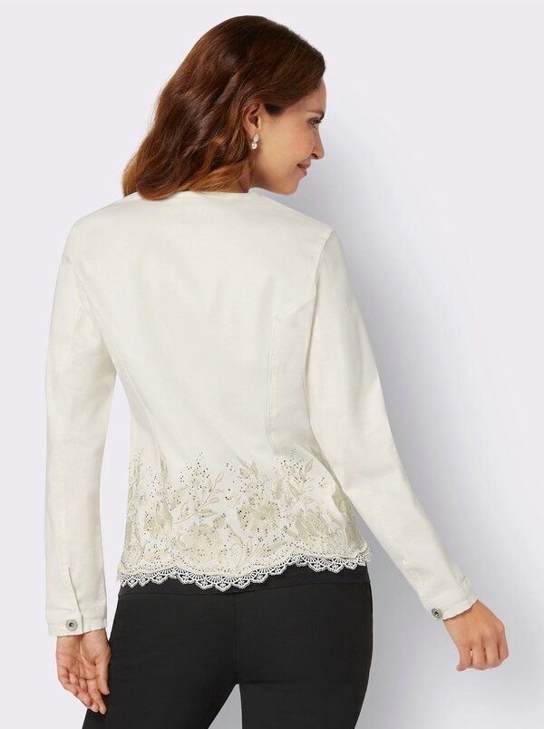 Patrizia Dini By Heine Blouseblazer Met Borduursel En Glittersteentjes Ecru