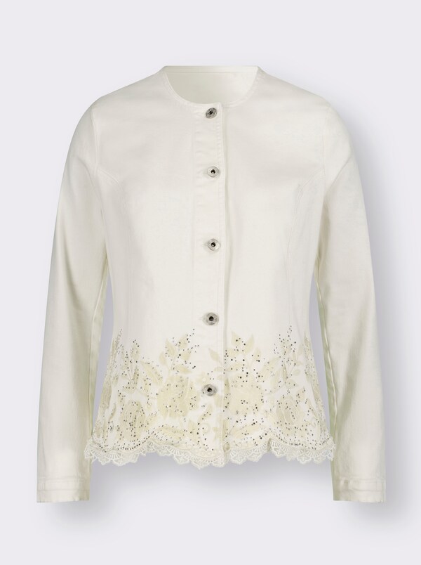 Patrizia Dini By Heine Blouseblazer Met Borduursel En Glittersteentjes Ecru