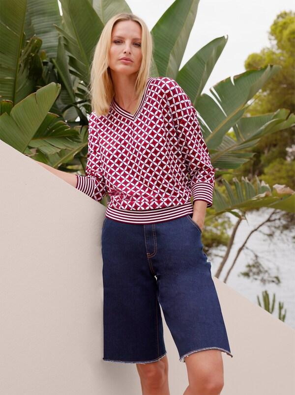 patrizia dini by heine Blouseshirt van koffermateriaal ecru/rood bedrukt