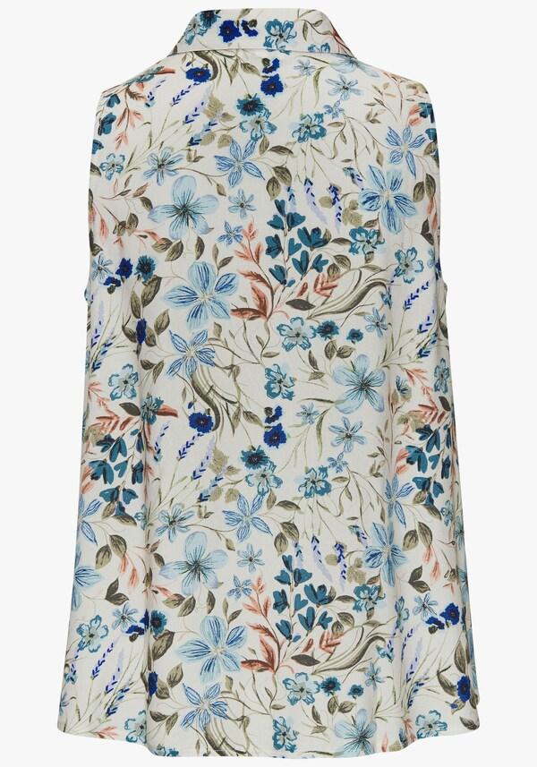 Patrizia Dini By Heine Blousetop Crème/blauw Bedrukt