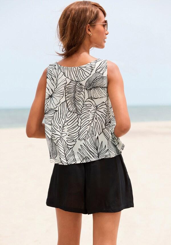 Patrizia Dini By Heine Blousetop Crème/zwart Bedrukt