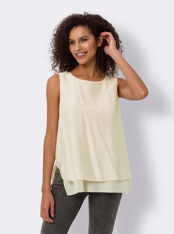 Patrizia Dini By Heine Blousetop Dubbellaags Uitgevoerd Champagne