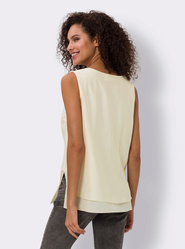 Patrizia Dini By Heine Blousetop Dubbellaags Uitgevoerd Champagne