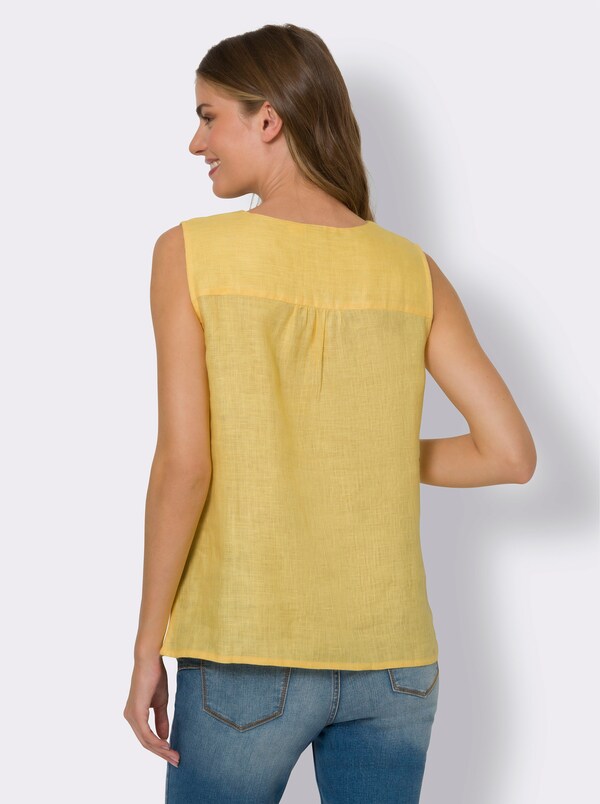 Patrizia Dini By Heine Blousetop Met Contrasterend Borduursel Geel