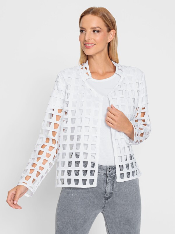 Patrizia Dini By Heine Blusenblazer Mit Lochmuster Ecru Gedessineerd