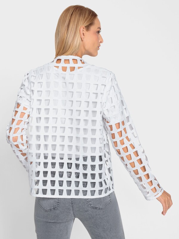 Patrizia Dini By Heine Blusenblazer Mit Lochmuster Ecru Gedessineerd