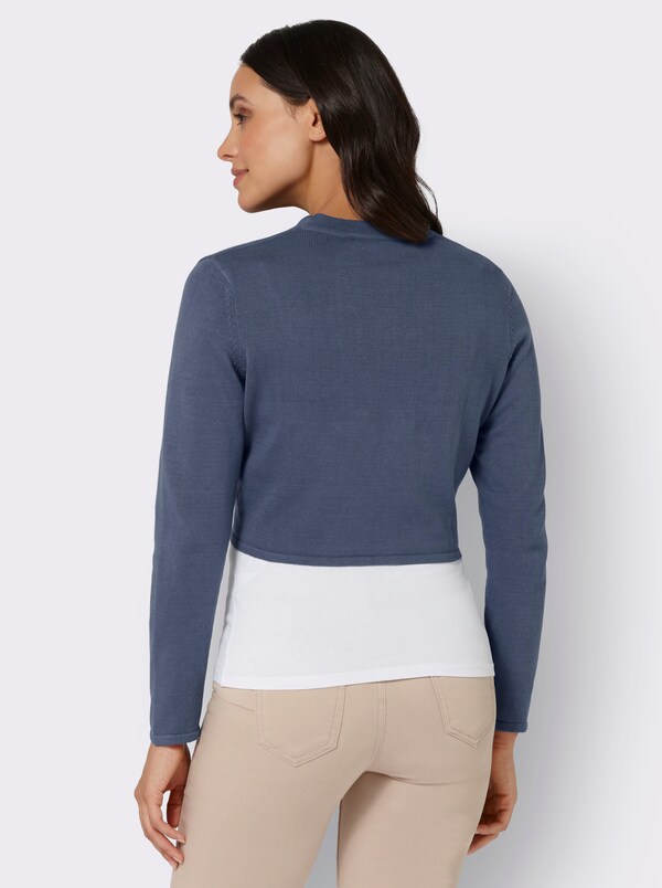 Patrizia Dini By Heine Bolero Van Fijntricot Zonder Sluiting Rookblauw