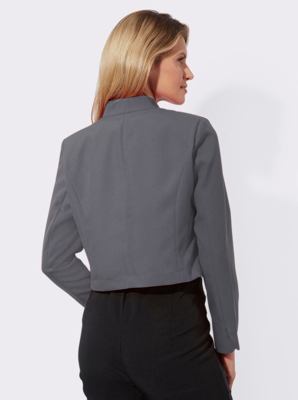 Patrizia Dini By Heine Bolerojasje Met Golvende Boord Opstaande Kraag Grijs